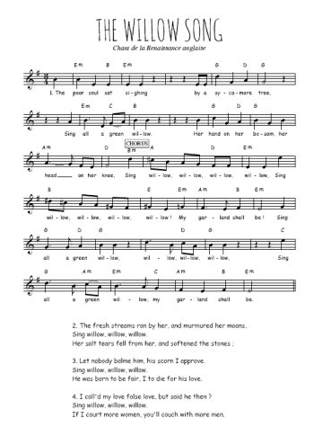 Téléchargez la partition de The Willow song en PDF